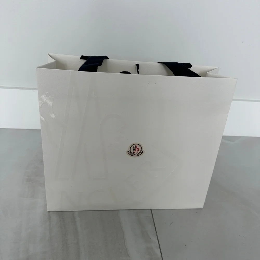 Classic Moncler White on White Shopping Bag